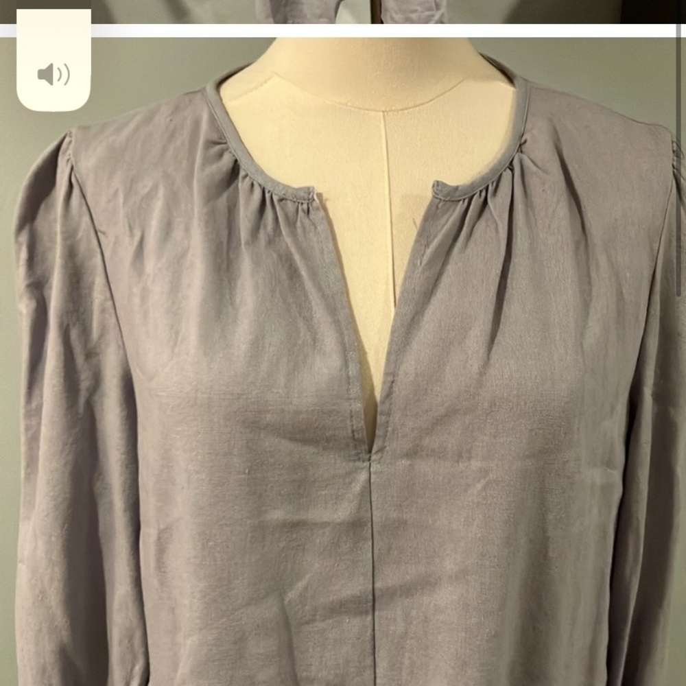 Cynthia Rowley Dress Womens XL Mini Linen Blend V Neck Ruffle Lagenlook Blue - Picture 7 of 8